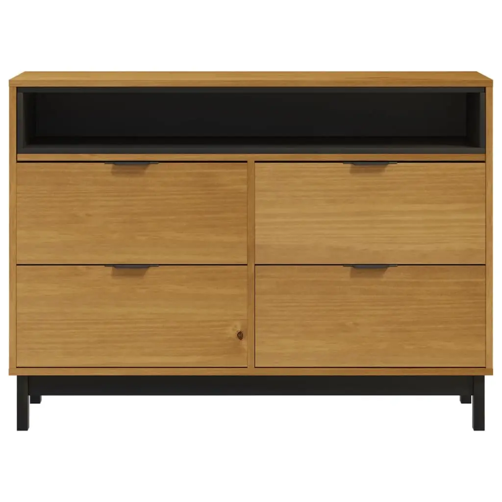 Drawer Cabinet 110x40x80 cm Brown Solid Pine Wood Storage Organizer