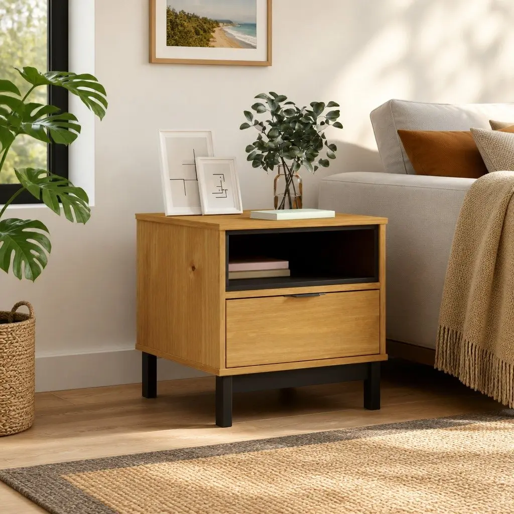 Side Table 50x50x50 cm Solid Wood Storage End Table