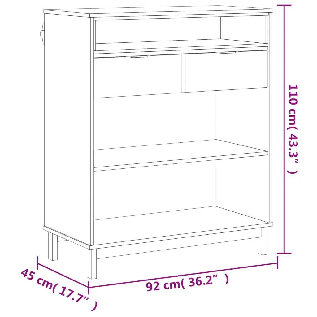 Bar Table 92x45x110cm Solid Pine Wood Sturdy Top with Ample Storage for Kitchen Dining Room Furniture Brown