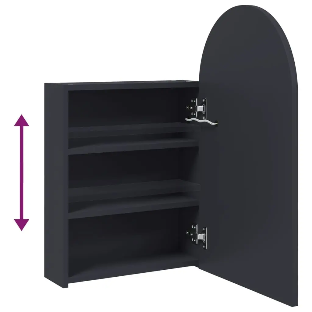 Bathroom Mirror Cabinet 42x13x70cm Arched Wall-Mounted Grey with LED Light