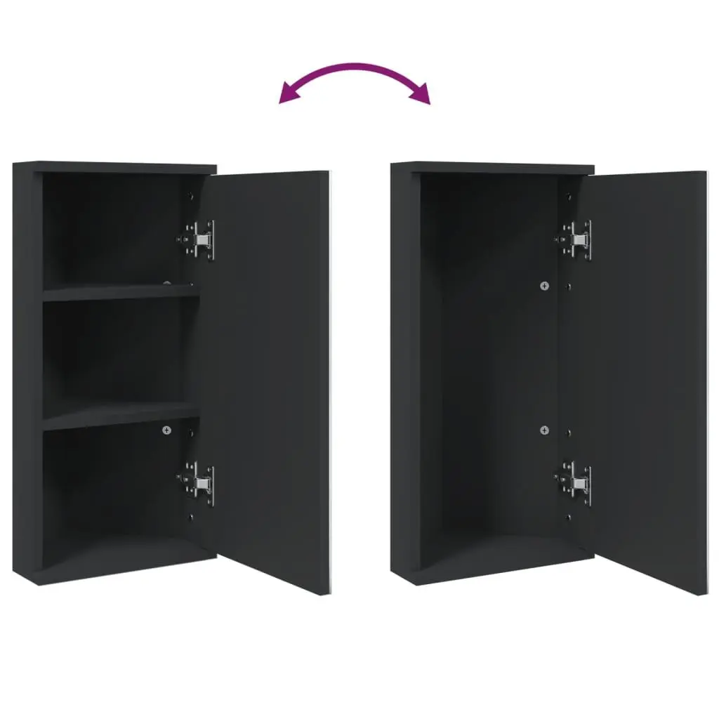 Corner Bathroom Mirror Cabinet Wall-Mounted Black 30x24x60cm Moisture Resistant with 2 Removable Shelves