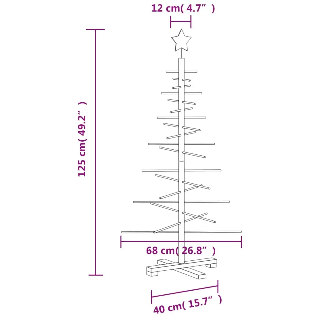 Natural Wood Pine Stand 125cm Wooden Christmas Tree