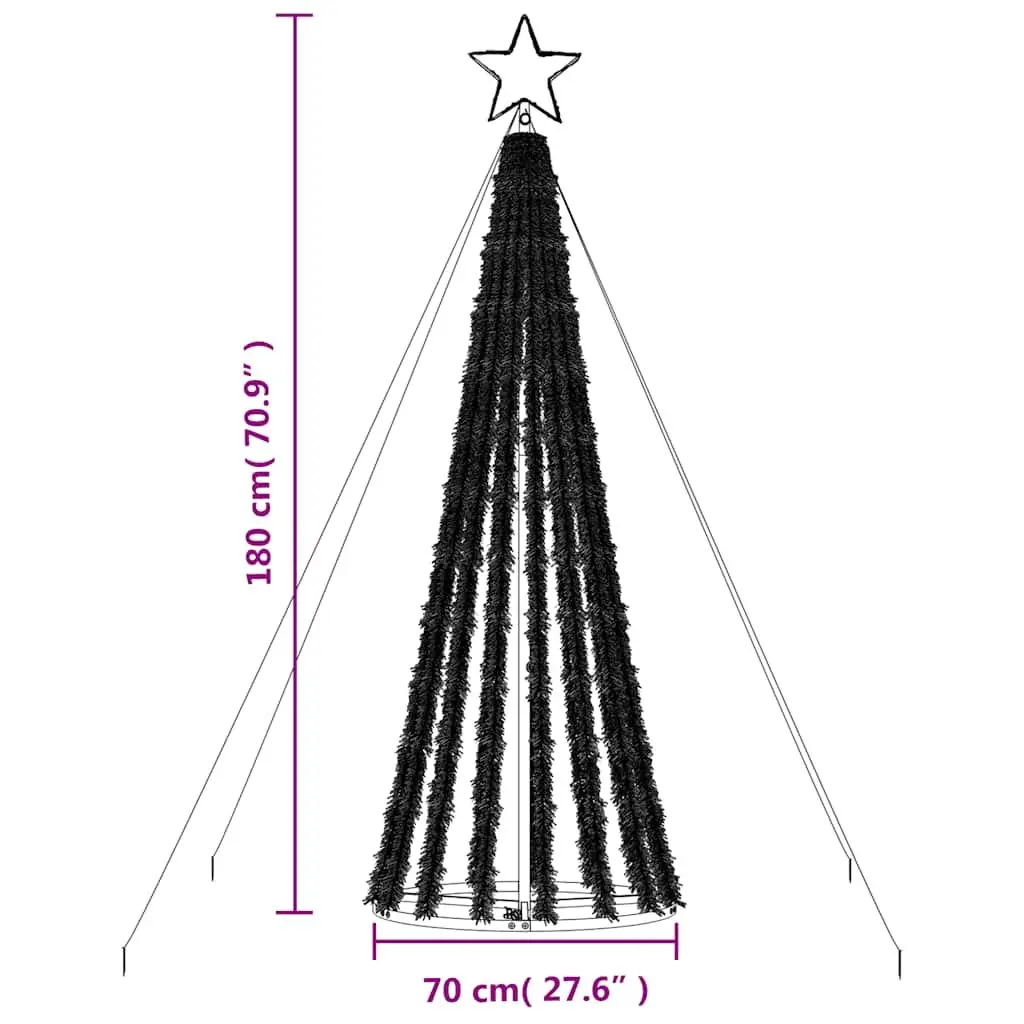 LED Christmas Tree 180cm 275 LEDs Warm White Pre Lit with 8 Lighting Effects Home Decor