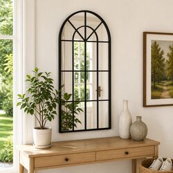 Arch Wall Mirror Black 40x80 cm Iron Frame Bedroom Hallway Living Room Decor