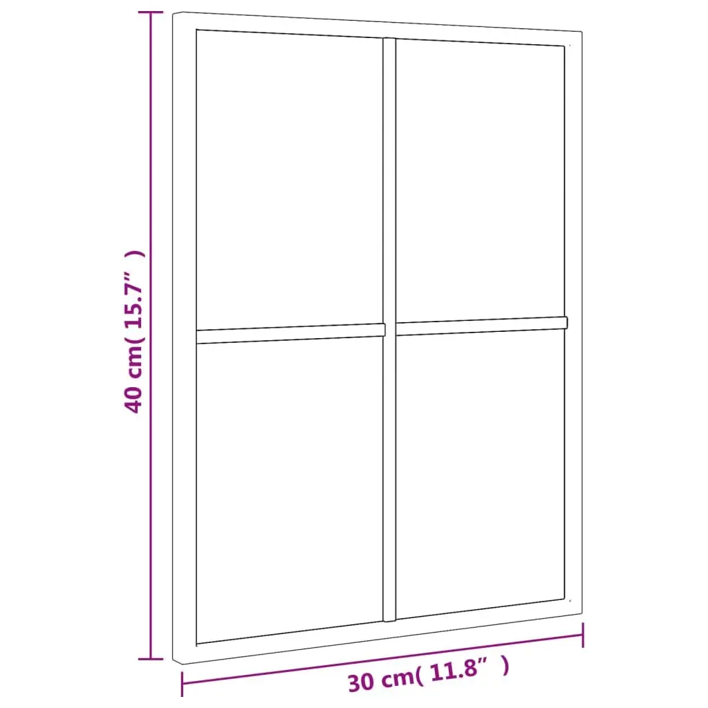 Wall Mirror Rectangle 30x40 cm Black Powder-coated Frame Minimalist Home Decor