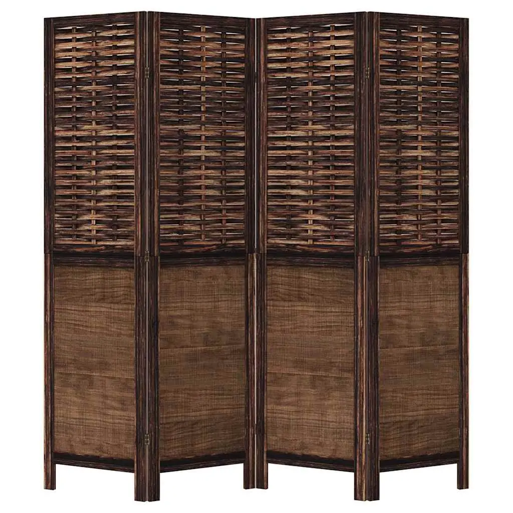 Room Divider 4 Panels Dark Brown Folding Privacy Screen Partition Indoor Decor