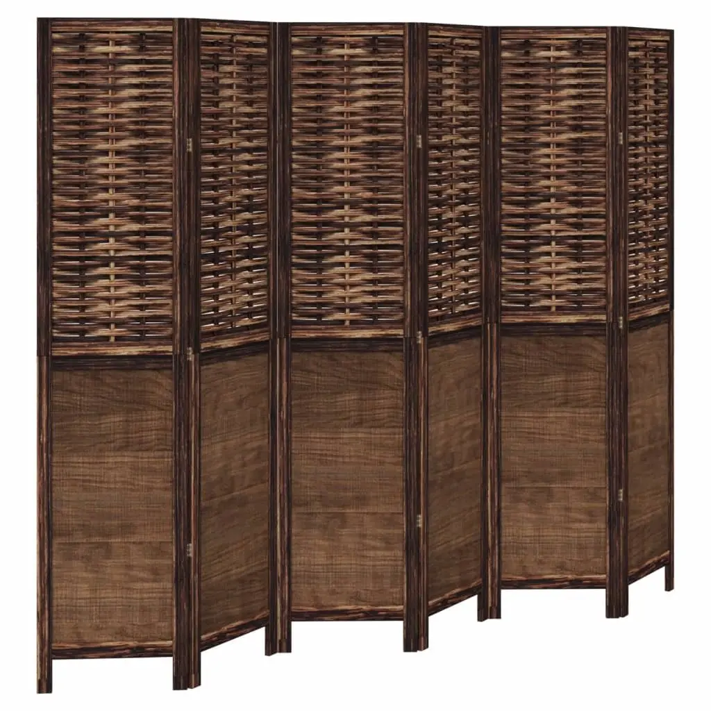 Folding Screen Room Divider 6 Panels Solid Paulownia Wood Natural Bamboo Privacy Partition