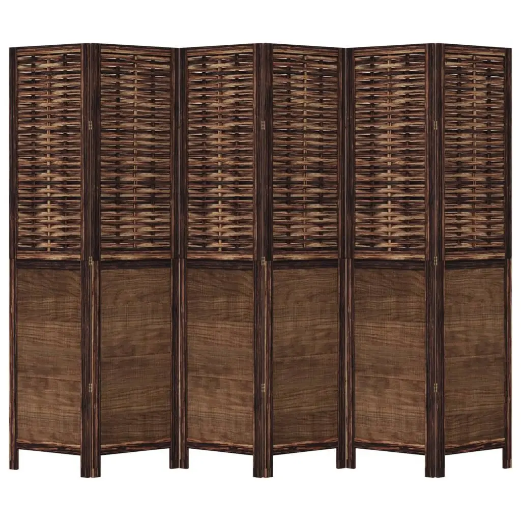 Folding Screen Room Divider 6 Panels Solid Paulownia Wood Natural Bamboo Privacy Partition