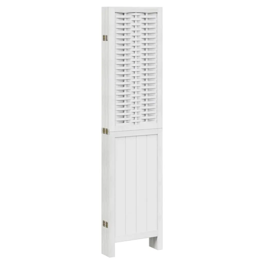 6 Panel Folding Room Divider White Indoor Privacy Screen Bamboo and Engineered Wood