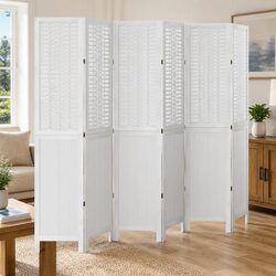 Room Divider 6 Panels White Folding Privacy Screen Indoor Partition
