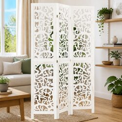 Room Divider 3 Panels White Folding Privacy Screen Partition Indoor Decor