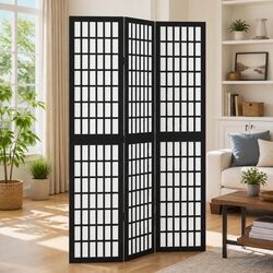 3-Panel Folding Privacy Screen in Black for Stylish Spaces