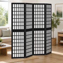 4 Panel Room Divider Folding Privacy Screen Bedroom Living Space Partition Black