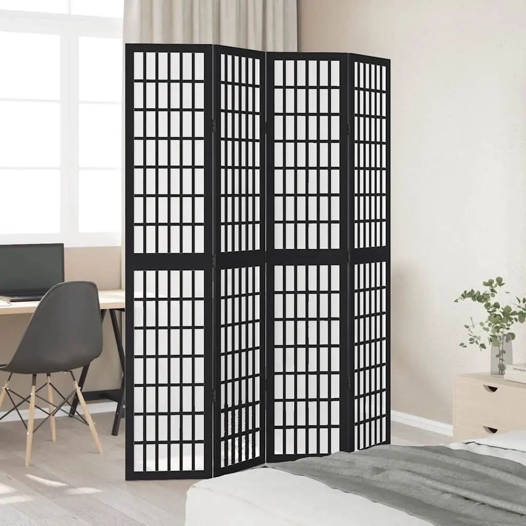 Room Divider 4 Panels Black Folding Privacy Screen Indoor Partition