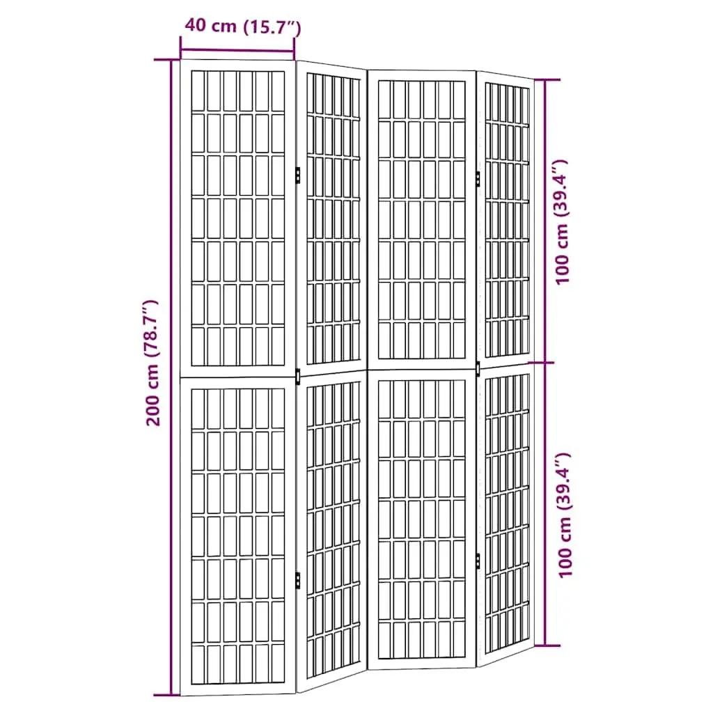 Room Divider 4 Panels Black Folding Privacy Screen Indoor Partition