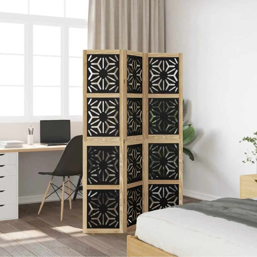 Room Divider 3 Panels Folding Privacy Screen Geometric Design Home Office