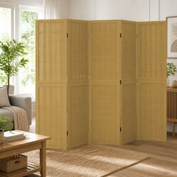 Elegant Brown 5-Panel Room Divider for Stylish Spaces