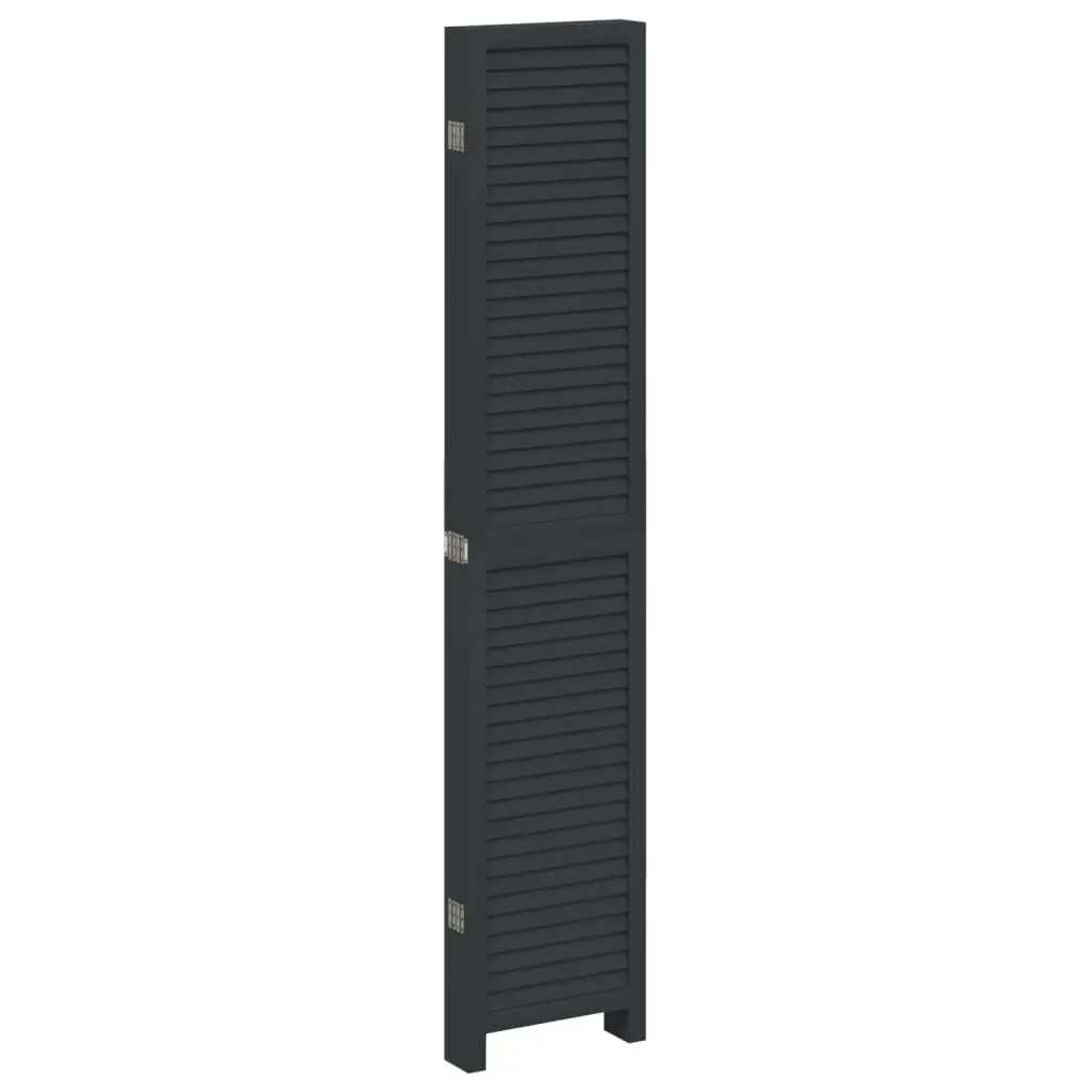Room Divider 6 Panels Black Solid Wood Folding Privacy Screen