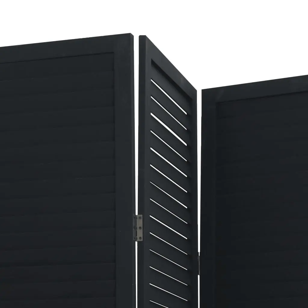 Room Divider 6 Panels Black Solid Wood Folding Privacy Screen