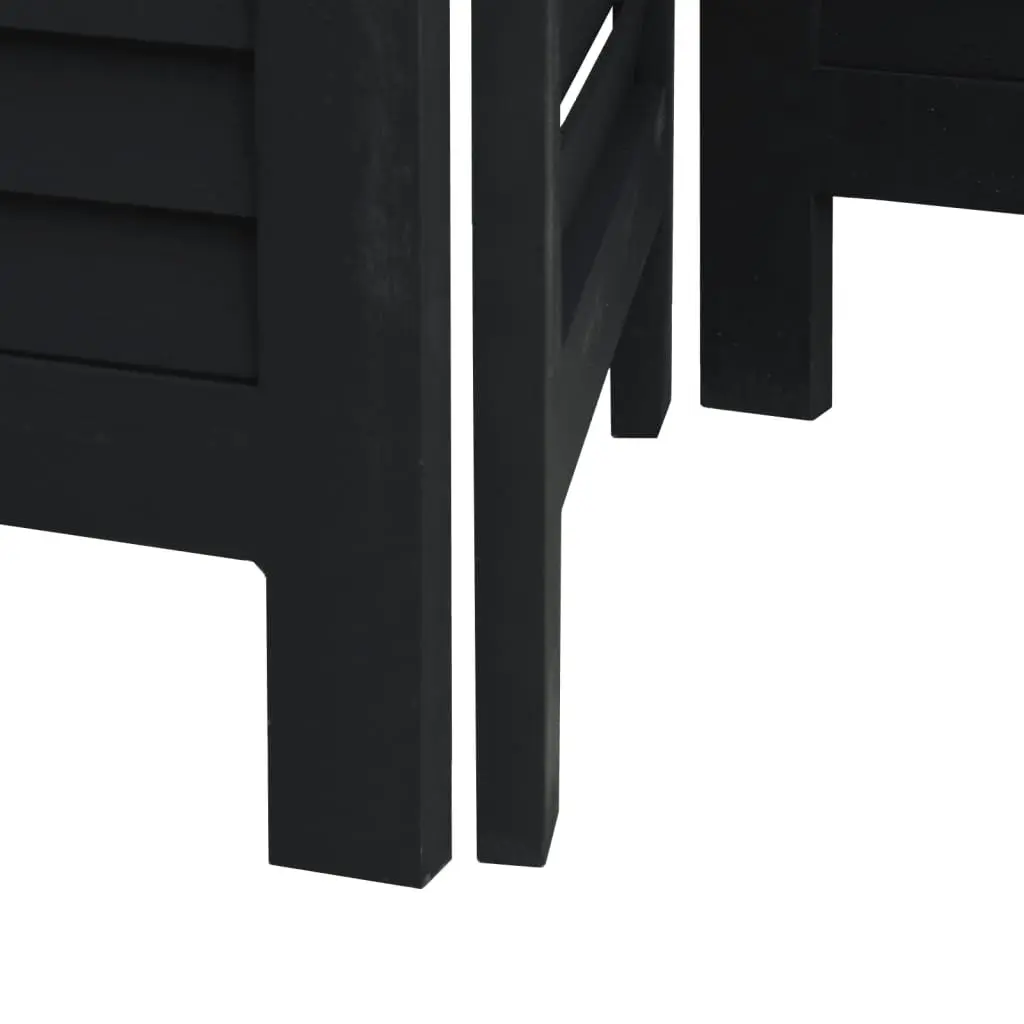 Room Divider 6 Panels Black Solid Wood Folding Privacy Screen