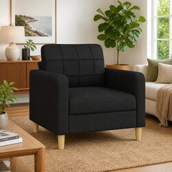 Black Fabric Sofa Chair 60cm Armchair Living Room Lounge Seating Furniture