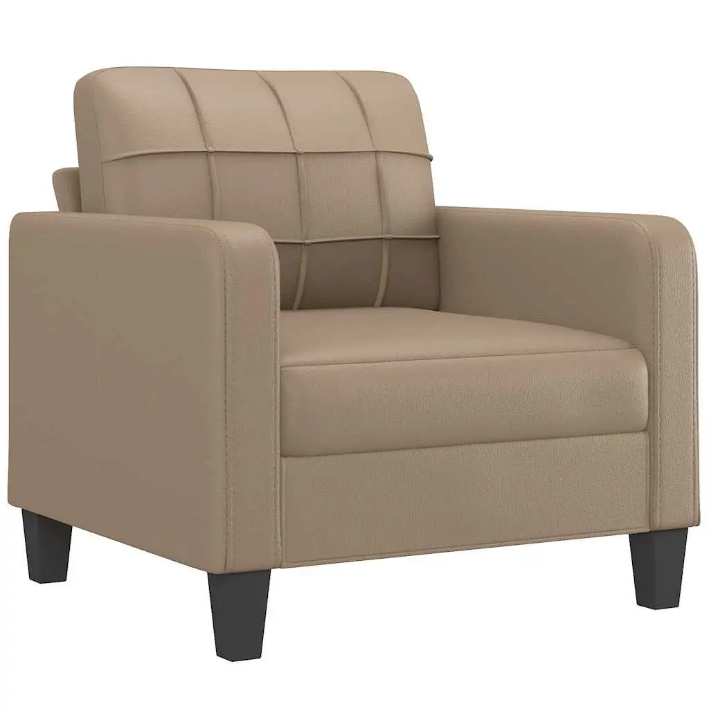 Sofa Chair Brown Faux Leather Modern Lounge Seating Armchair