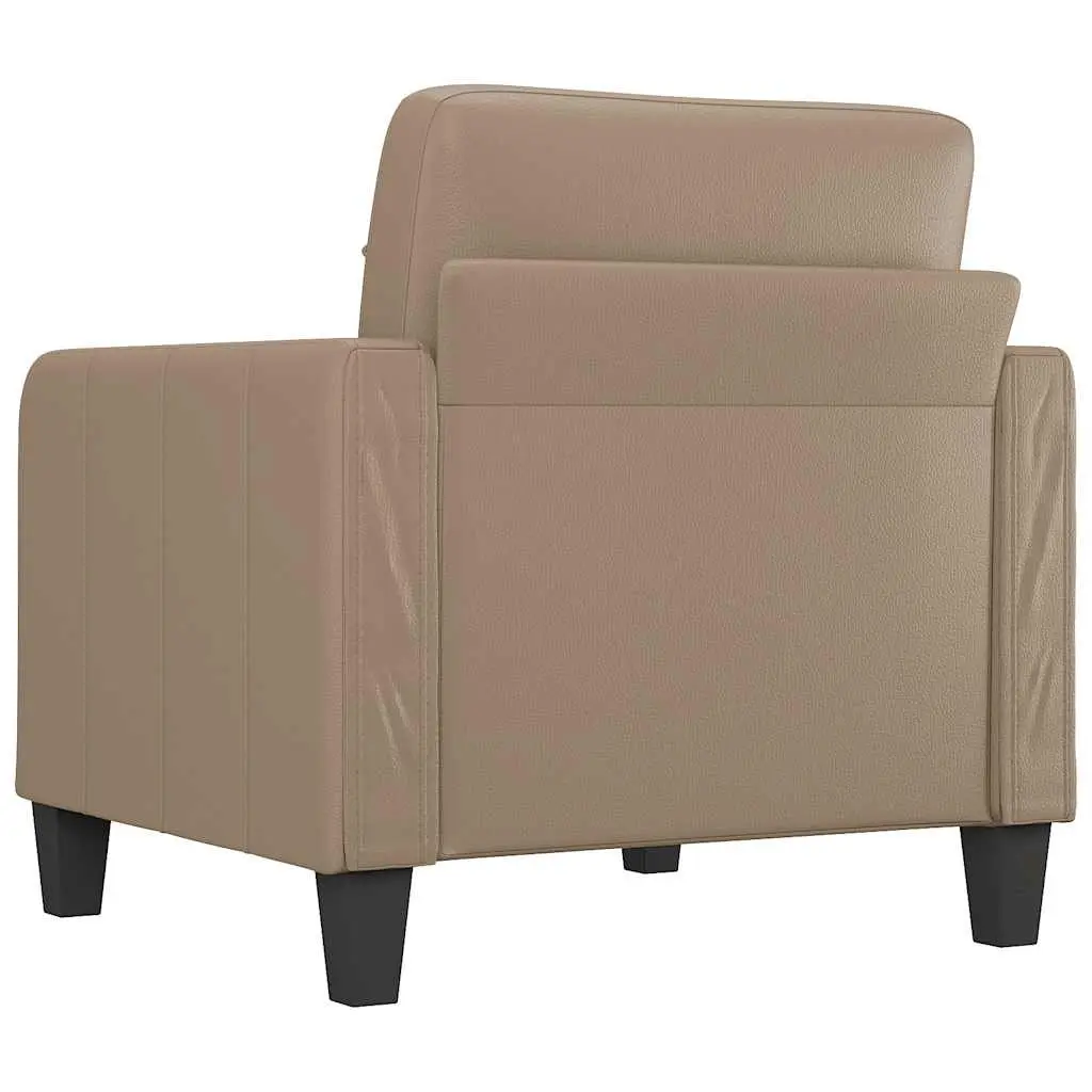 Sofa Chair Brown Faux Leather Modern Lounge Seating Armchair