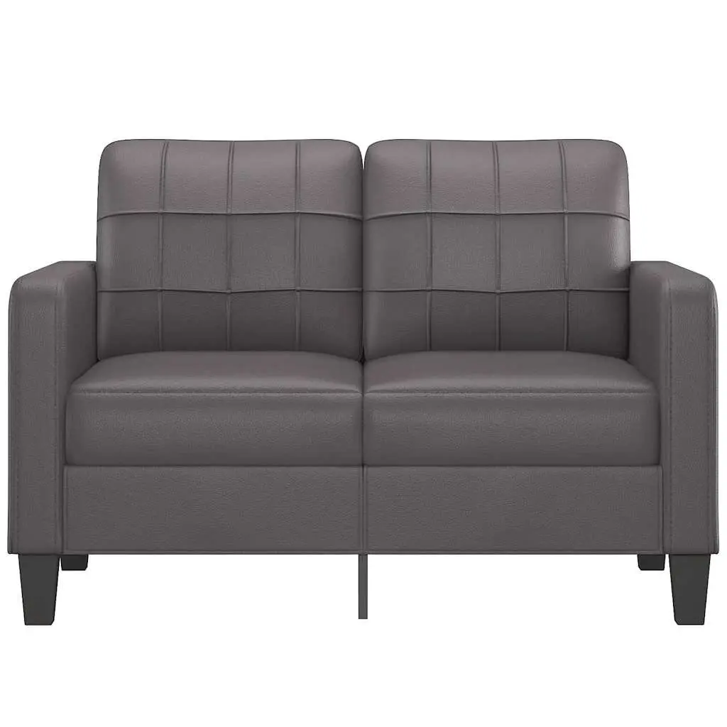 2-Seater Sofa 120cm Grey Faux Leather Modern Lounge Couch