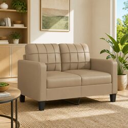 Modern 2-Seater Sofa in Brown Faux Leather for Your Home
