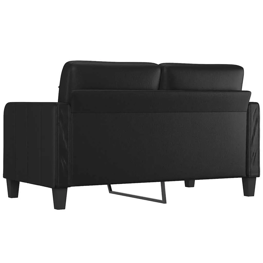 2-Seater Sofa 140cm Black Faux Leather Modern Lounge Couch