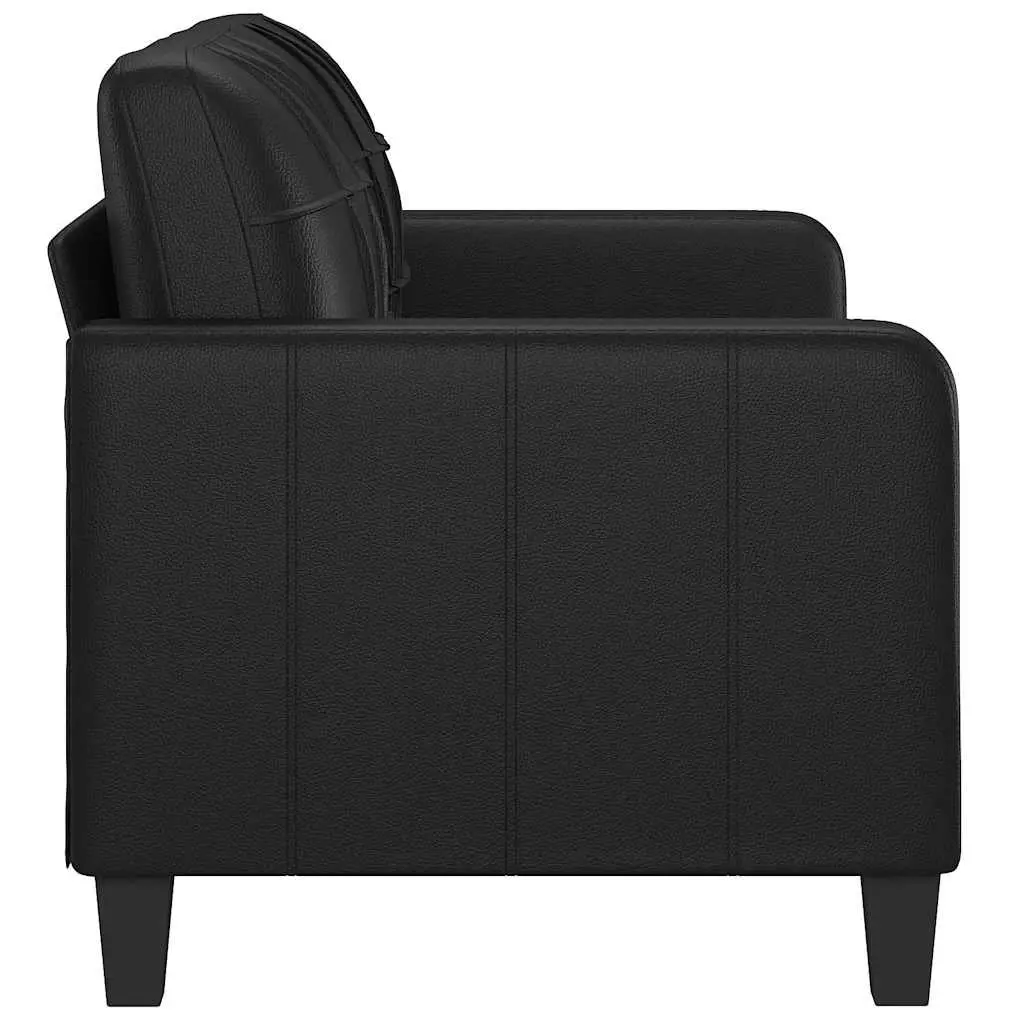 2-Seater Sofa 140cm Black Faux Leather Modern Lounge Couch