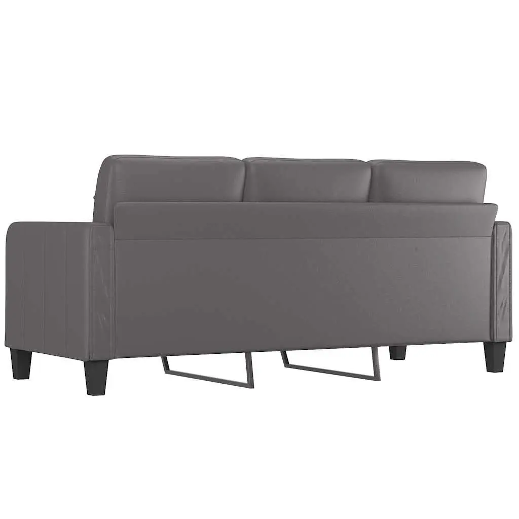 3-Seater Sofa 180cm Grey Faux Leather Modern Lounge Couch