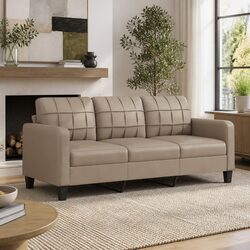 3-Seater Sofa 180cm Brown Faux Leather Lounge Couch Living Room Furniture