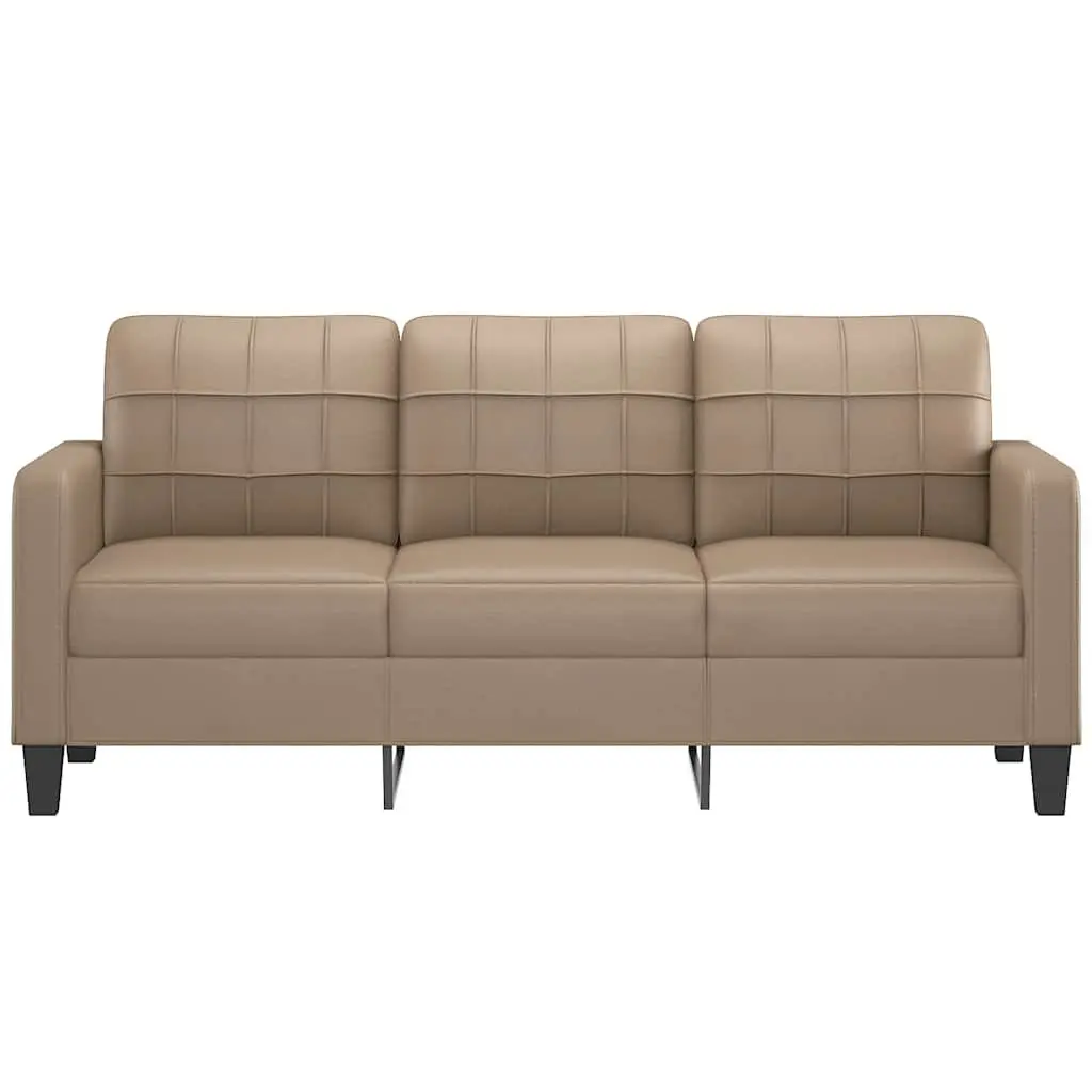 3-Seater Sofa 180cm Brown Faux Leather Durable Upholstery Living Room Furniture
