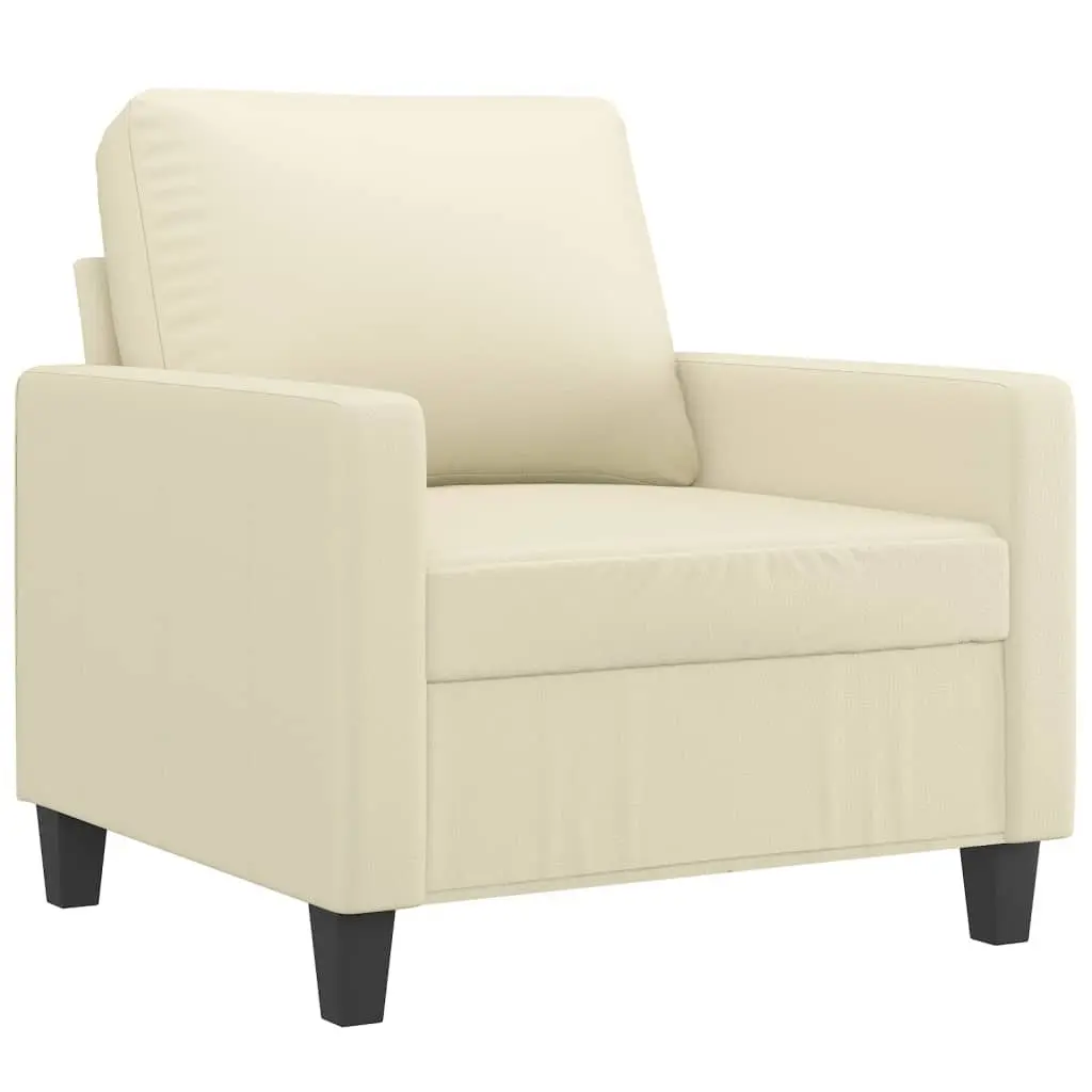 Sofa Chair Cream Faux Leather Armchair Modern Living Room Seating Furniture