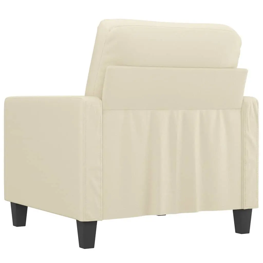 Sofa Chair Cream Faux Leather Armchair Modern Living Room Seating Furniture