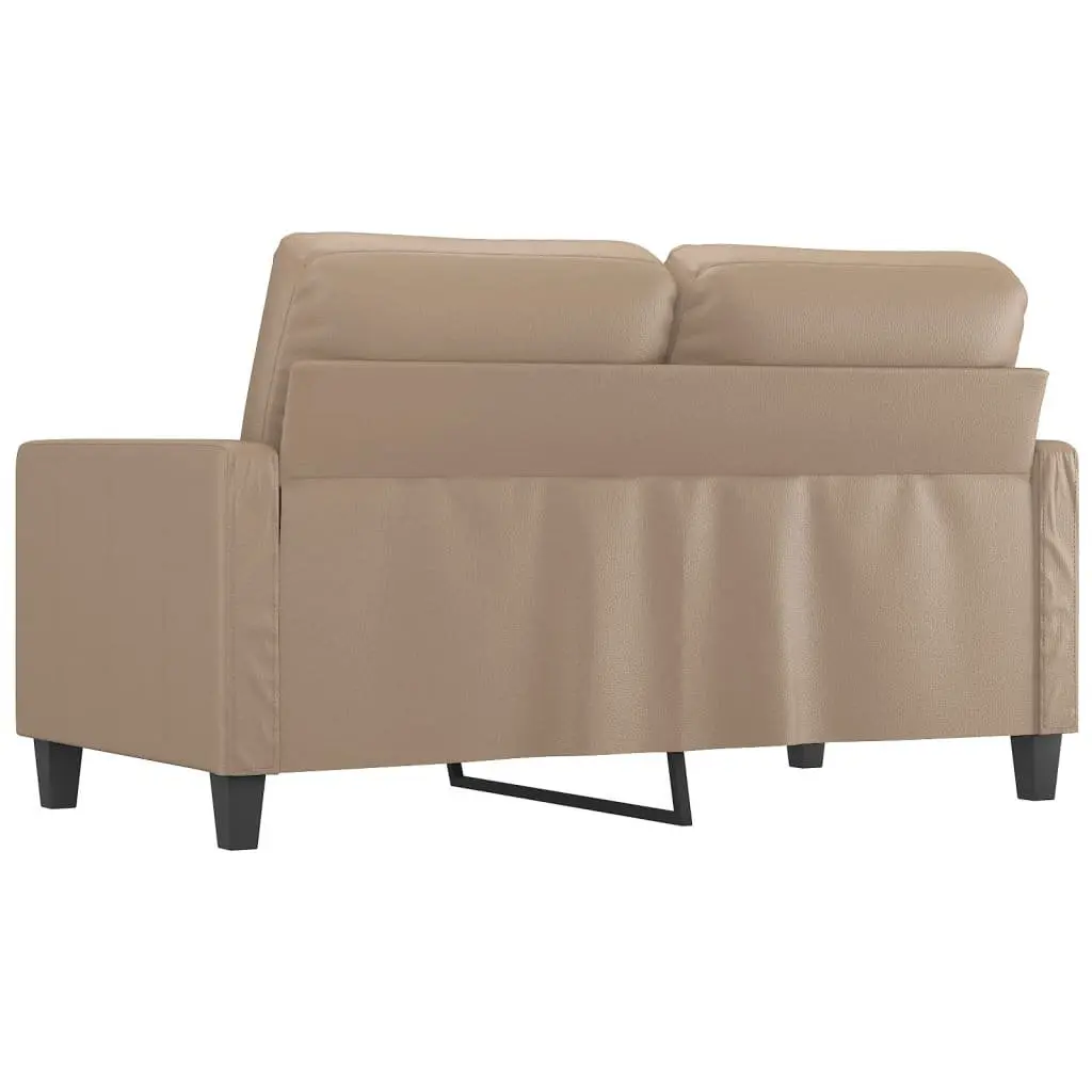 2-Seater Sofa Brown Faux Leather Modern Living Room Couch 120cm Compact Settee