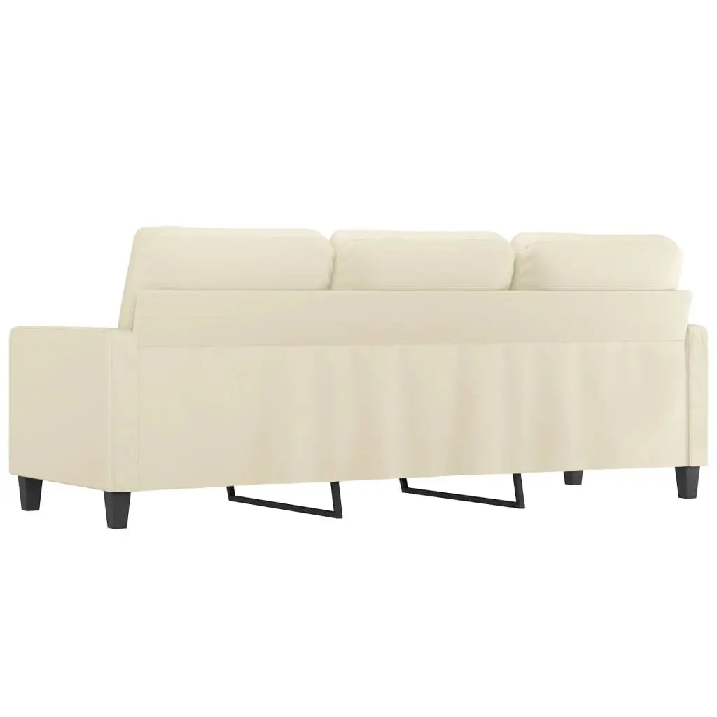 3-Seater Sofa 180cm Cream Faux Leather Modern Lounge Couch