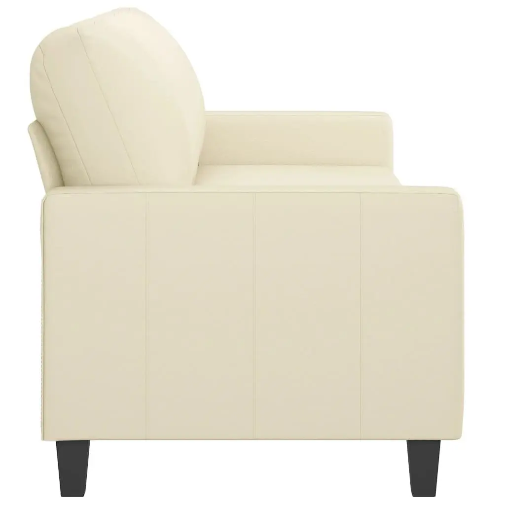 3-Seater Sofa 180cm Cream Faux Leather Modern Lounge Couch