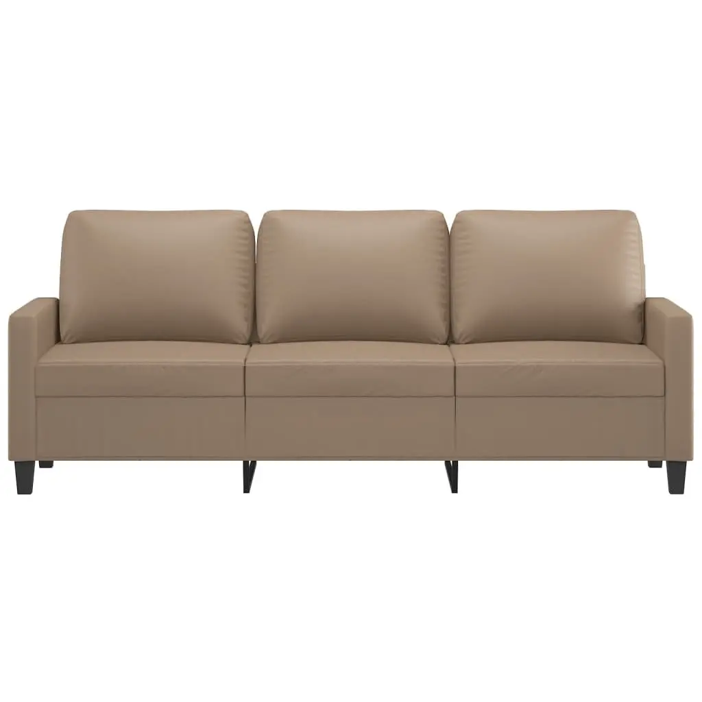 3-Seater Sofa 180cm Brown Faux Leather Modern Living Room Couch