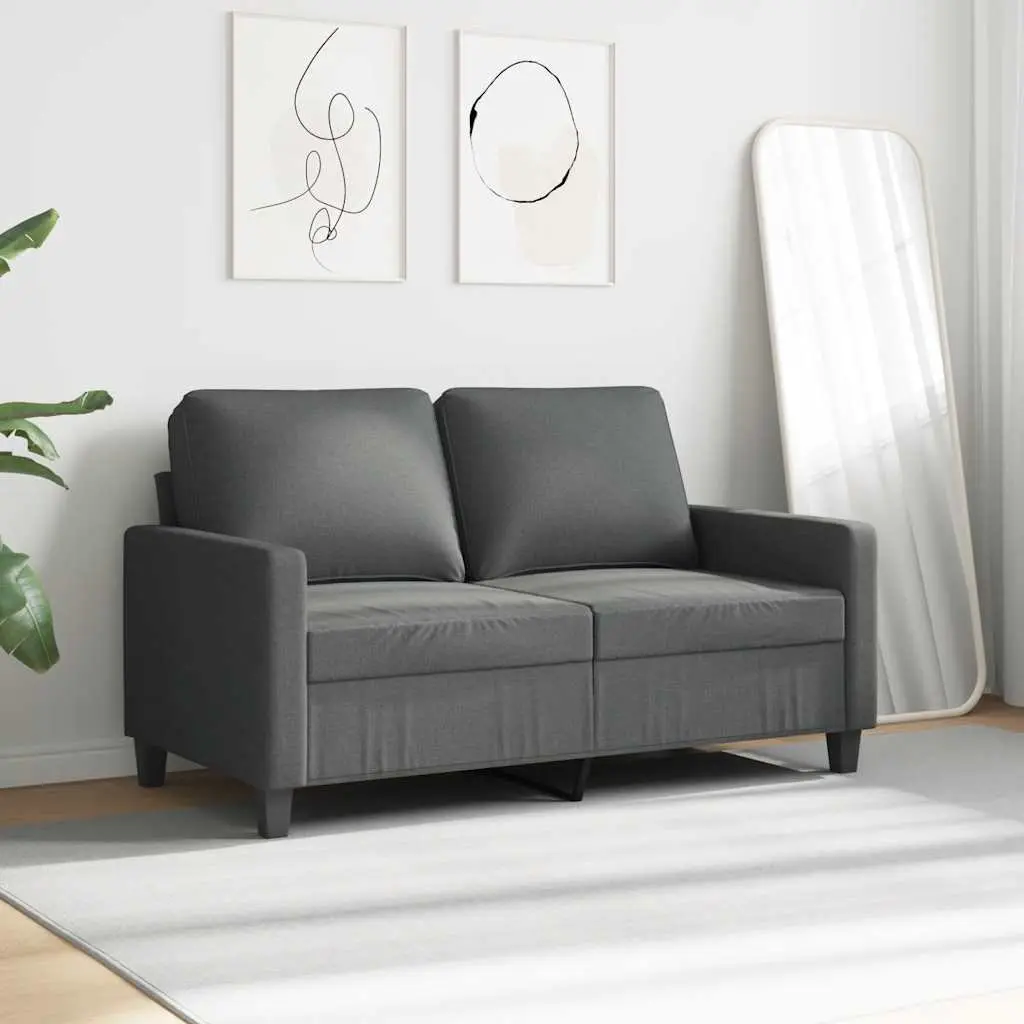 2-Seater Sofa Grey 120cm Lounge Couch Living Room Furniture Padded Armrests