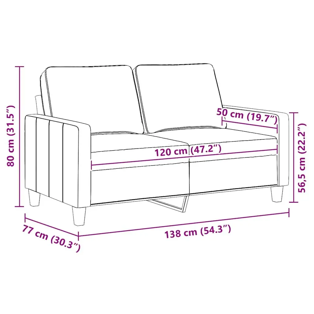 2-Seater Sofa Grey 120cm Lounge Couch Living Room Furniture Padded Armrests