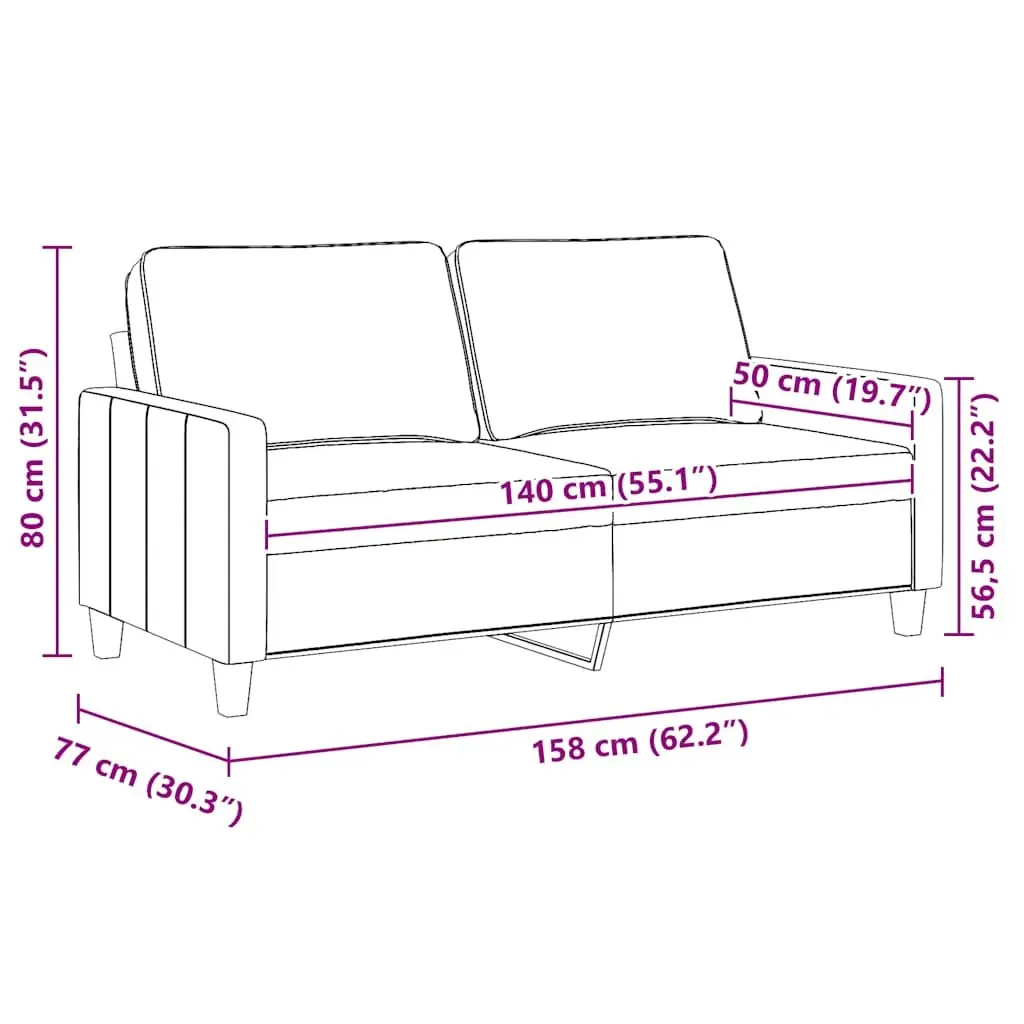 2-Seater Sofa 140cm Dark Grey Upholstered Lounge Couch