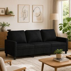 Enhance Your Space with a 3-Seater Black Fabric Sofa