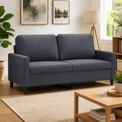 Modern Grey Velvet 2-Seater Couch for Relaxation