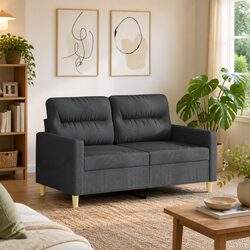 Enhance Your Living Space with a Grey Fabric 2-Seater Sofa