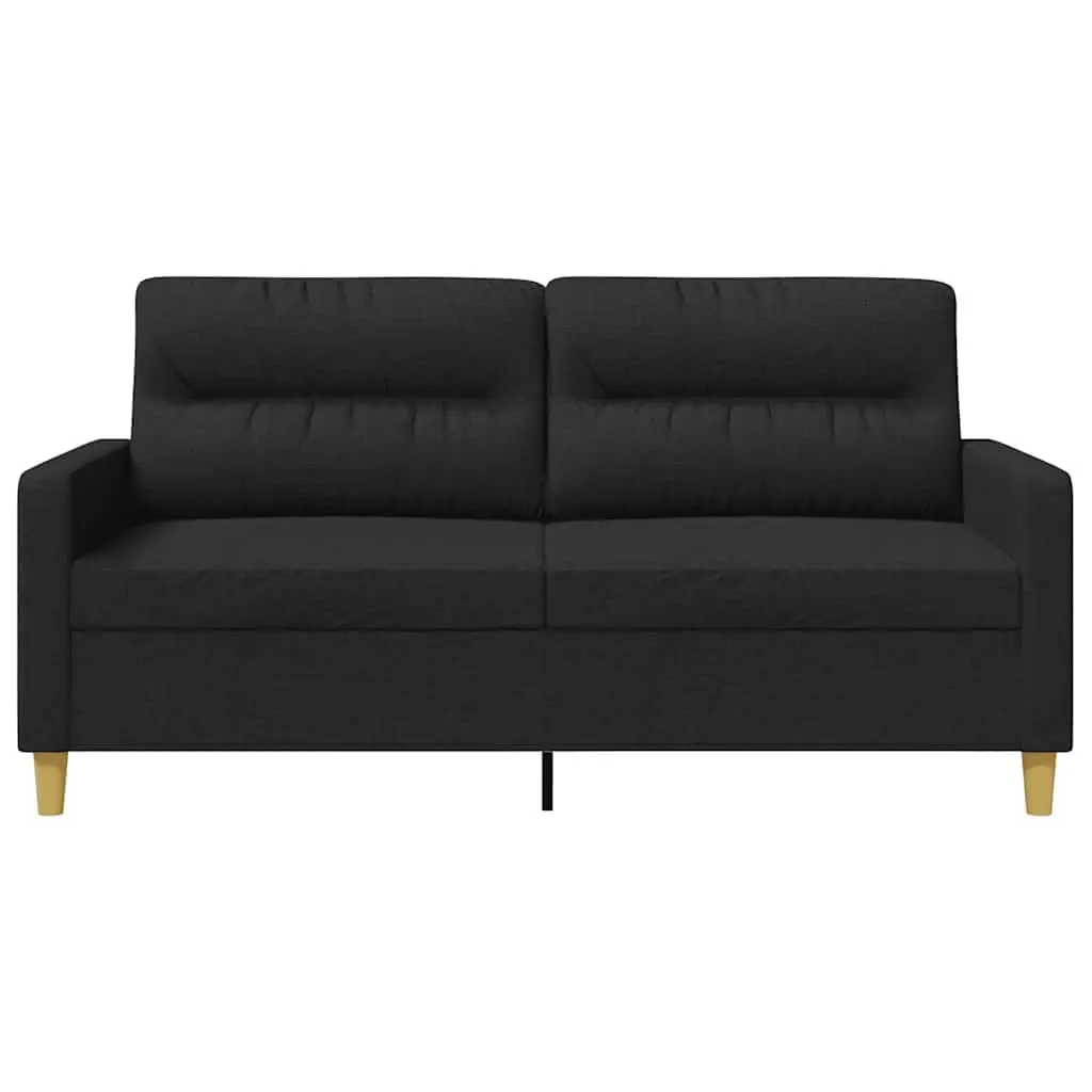 2-Seater Sofa Black Fabric 140cm Living Room Couch Modern Design Comfortable