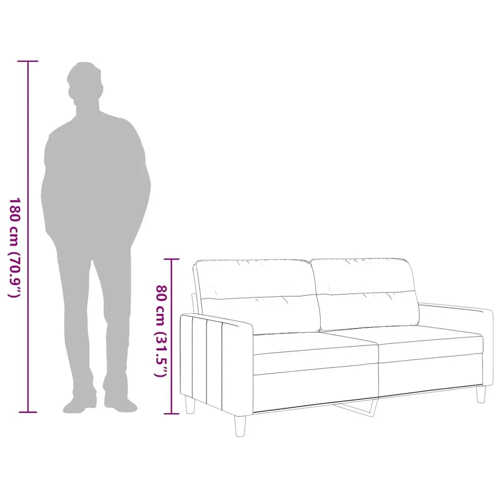 2-Seater Sofa Black Fabric 140cm Living Room Couch Modern Design Comfortable