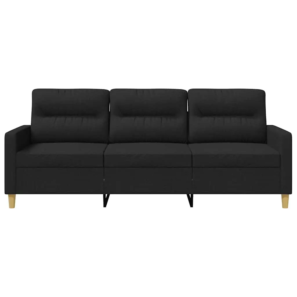 3-Seater Sofa 180cm Black Modern Fabric Upholstered Couch