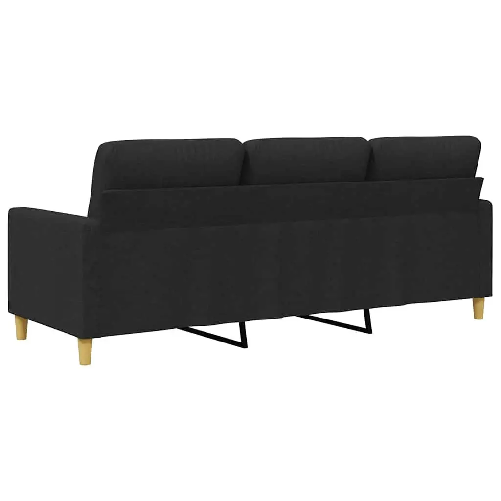 3-Seater Sofa 180cm Black Modern Fabric Upholstered Couch
